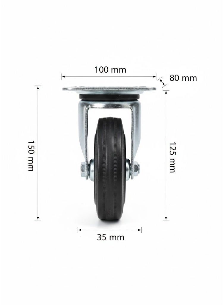 5" Rubber swivel casters, leave no marks on the floor, 2 with brakes + 2 without brakes, for carts, furniture, workshops and garages. - Image 2